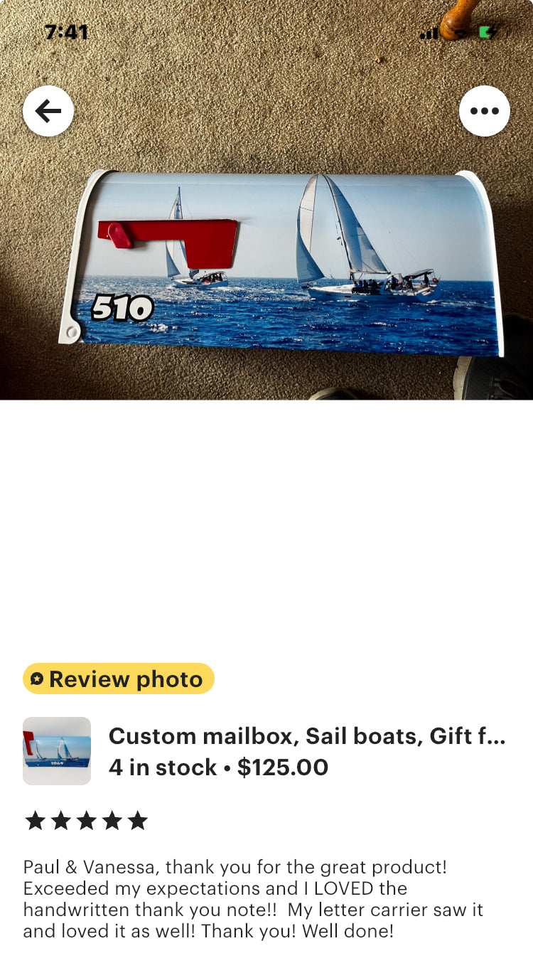 Sailboats Custom Mailbox, Personalized Gift for mom, gift for dad