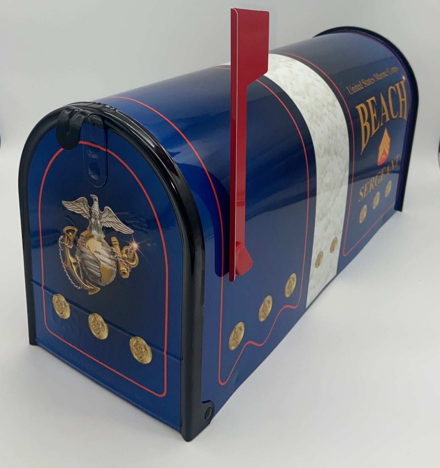 “U.S. Marines Custom Mailbox: Proudly Display Your Service with Personalized Name and Address