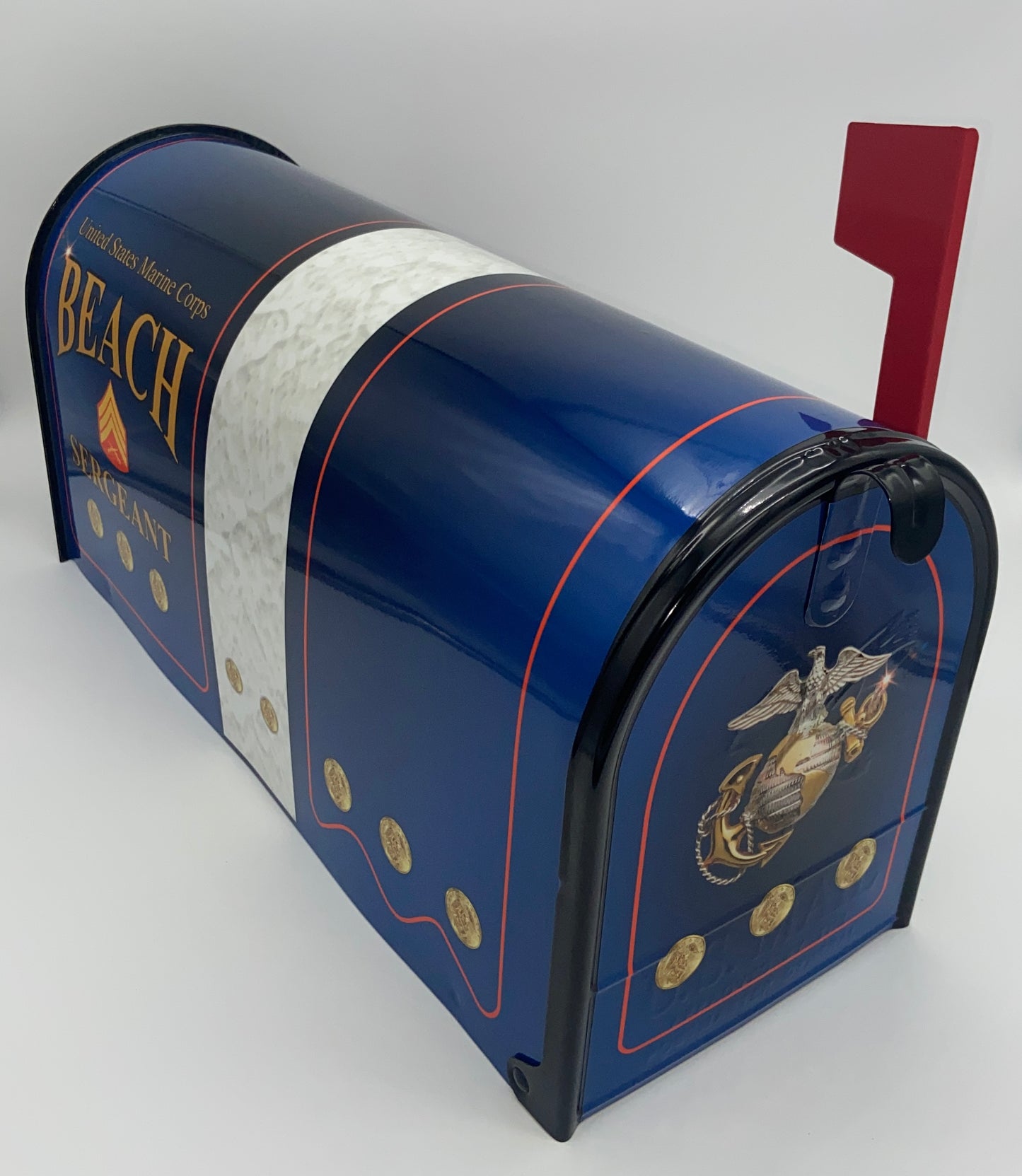 “U.S. Marines Custom Mailbox: Proudly Display Your Service with Personalized Name and Address