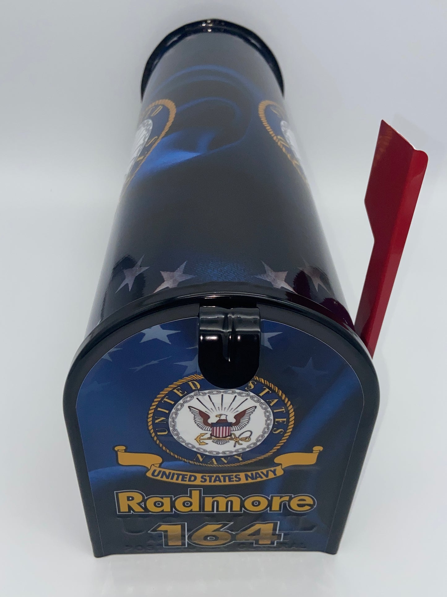 "Custom Navy-Themed Patriotic Mailbox: Personalize Your Curb Appeal!"