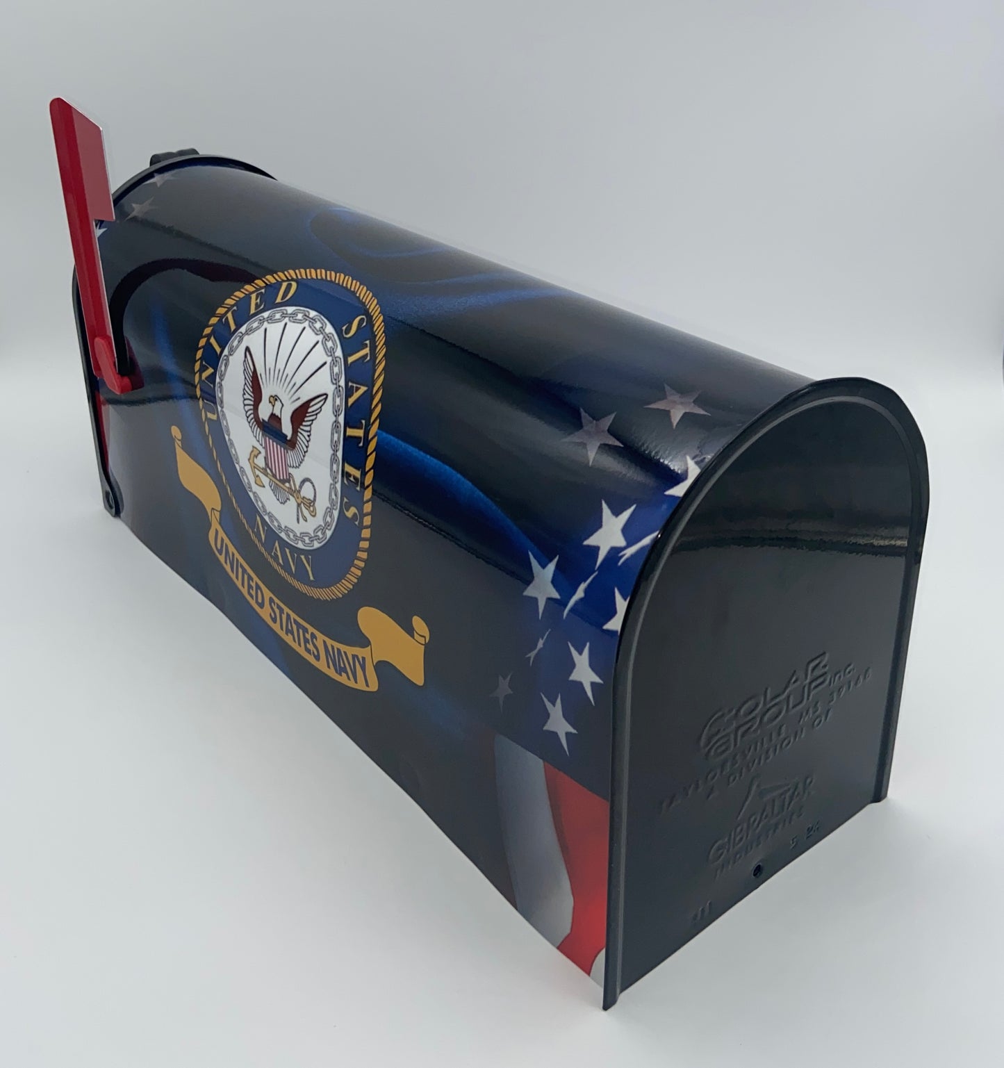 "Custom Navy-Themed Patriotic Mailbox: Personalize Your Curb Appeal!"