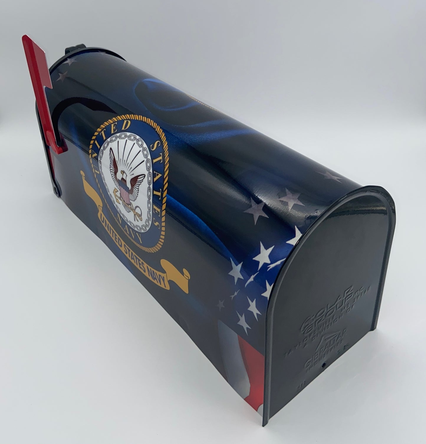 "Custom Navy-Themed Patriotic Mailbox: Personalize Your Curb Appeal!"