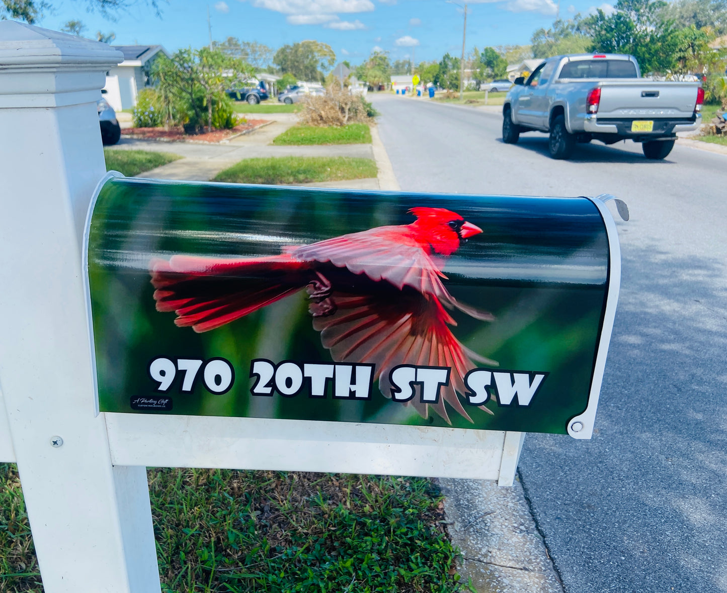 Cardinal Bird Custom Mailbox, Personalized gift for Mom, Gift for Dad