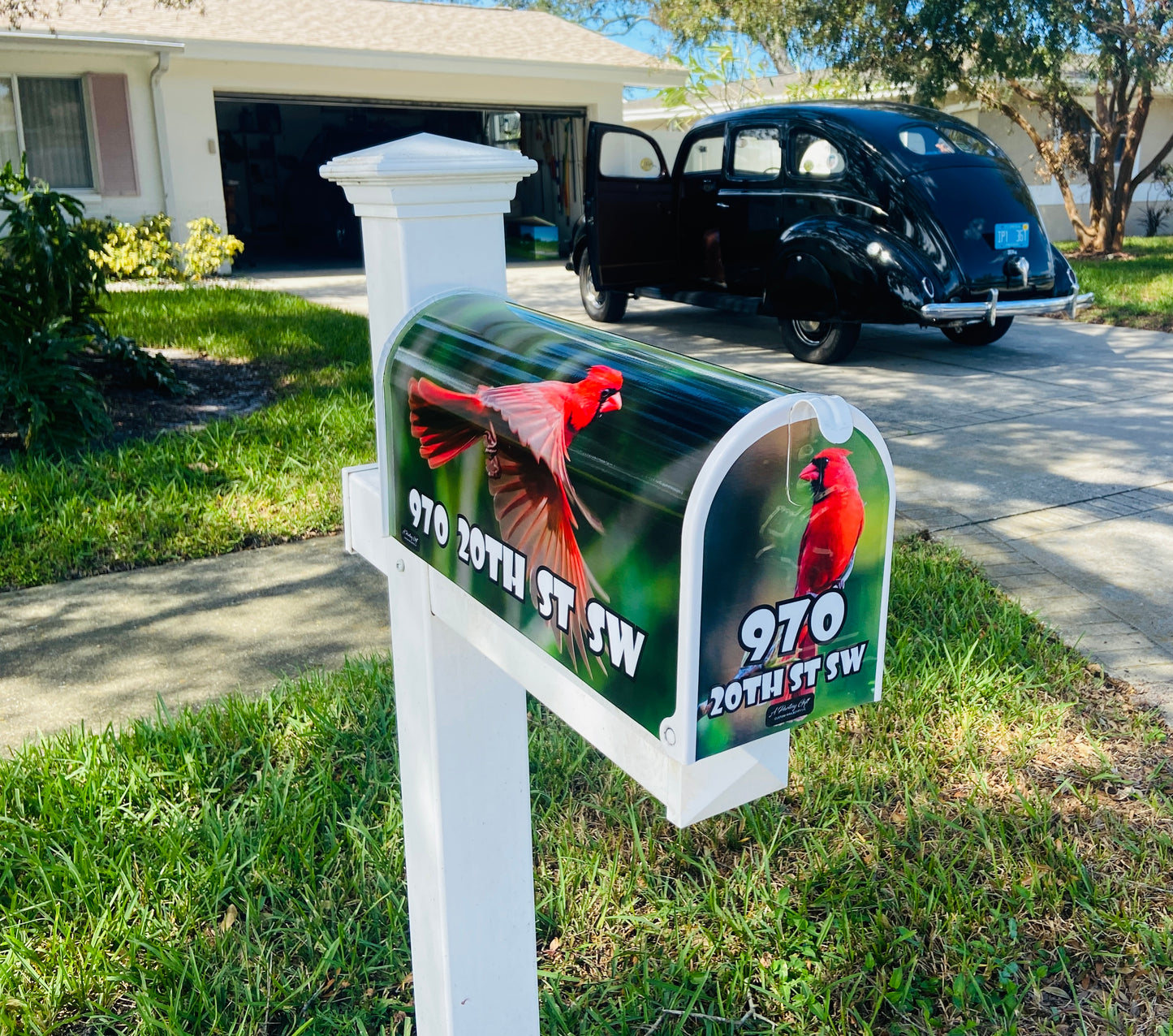 Cardinal Bird Custom Mailbox, Personalized gift for Mom, Gift for Dad