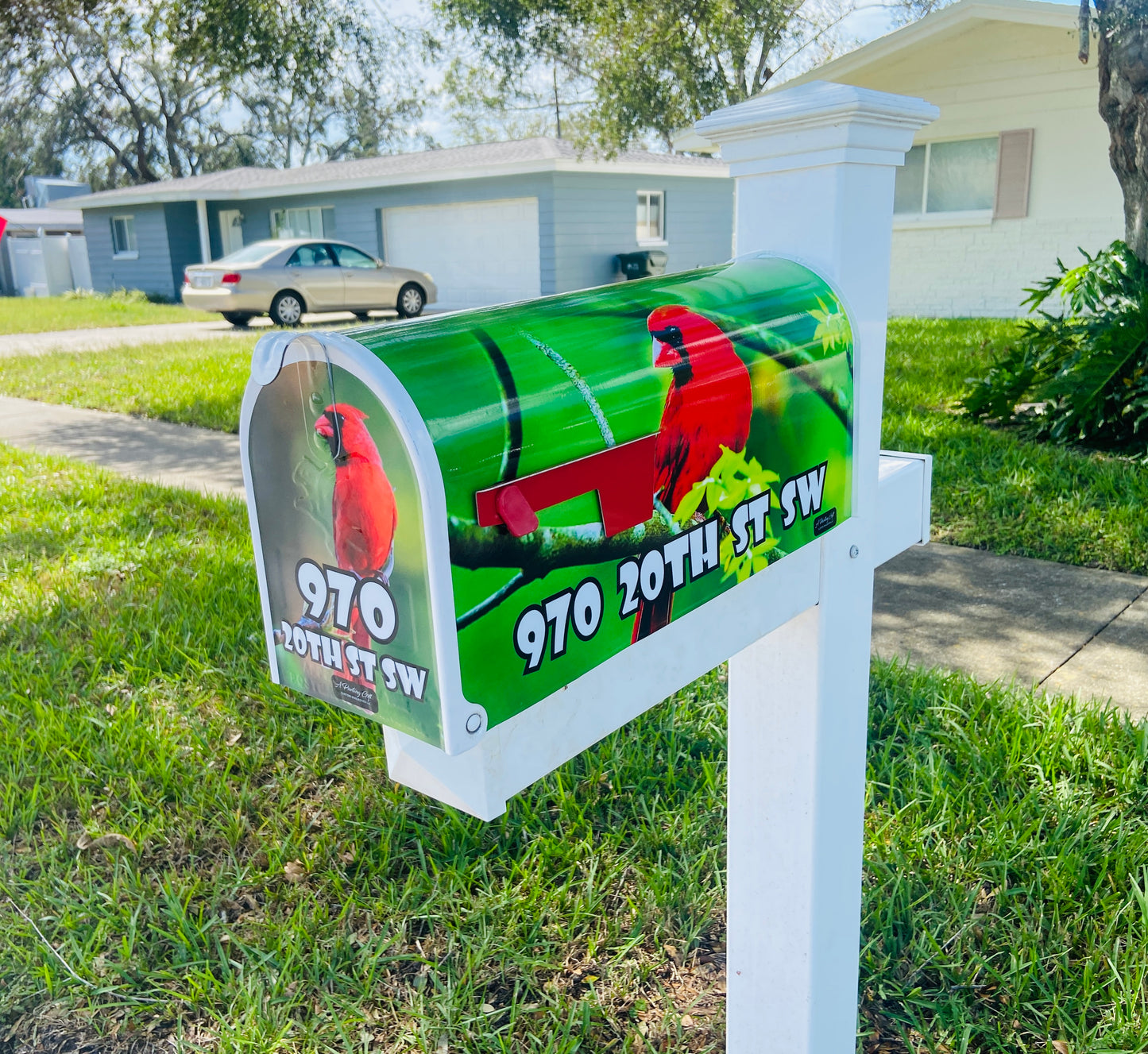 Cardinal Bird Custom Mailbox, Personalized gift for Mom, Gift for Dad