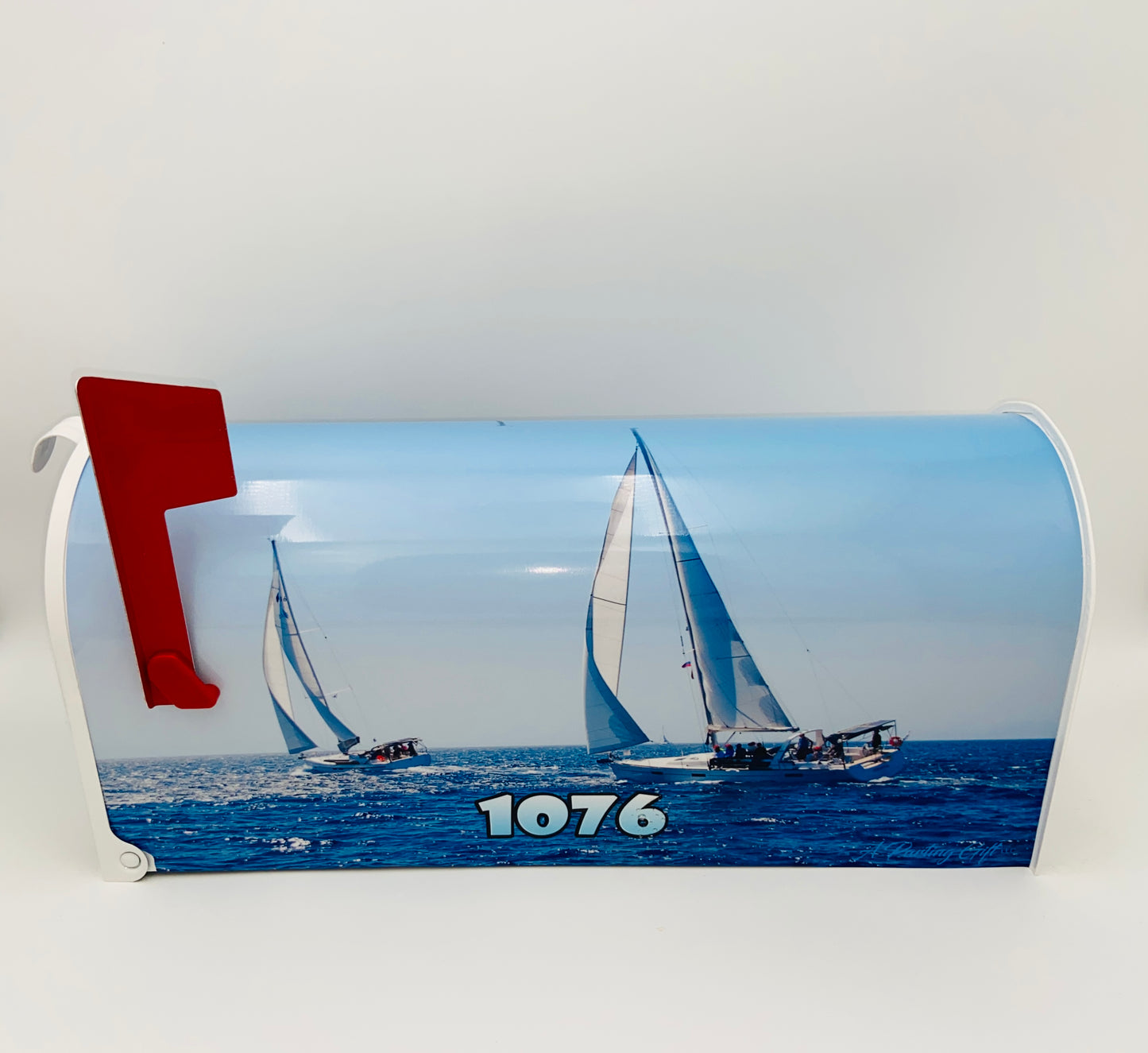 Sailboats Custom Mailbox, Personalized Gift for mom, gift for dad