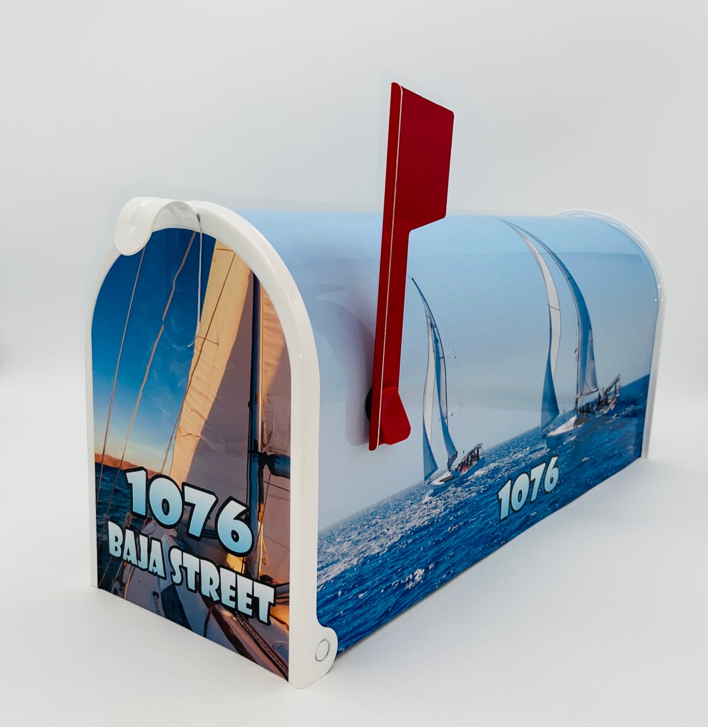 Sailboats Custom Mailbox, Personalized Gift for mom, gift for dad