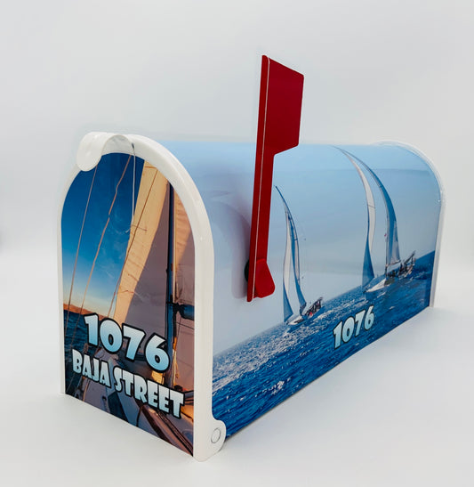 Custom mailbox, Sailboats, Gift for mom, stocking filler, sale, gift for dad, Decorating beach, Decoration beach my gift