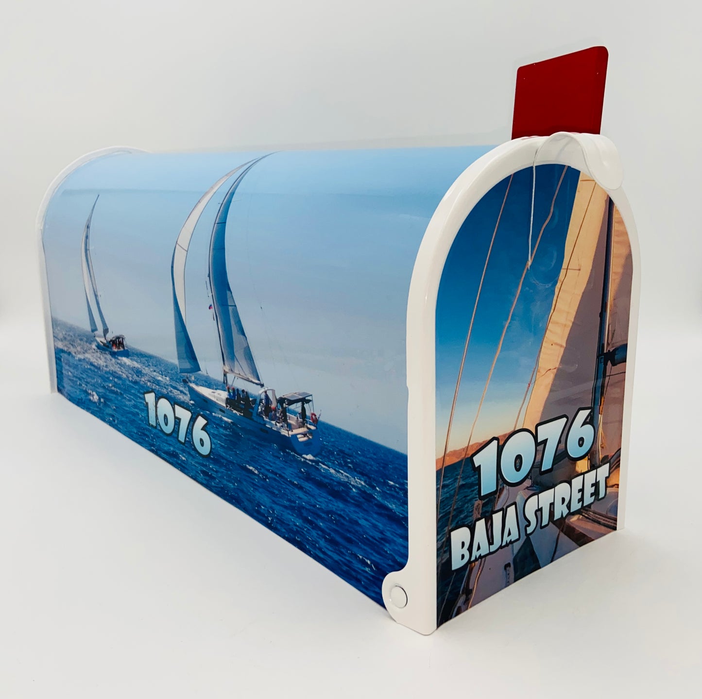 Sailboats Custom Mailbox, Personalized Gift for mom, gift for dad